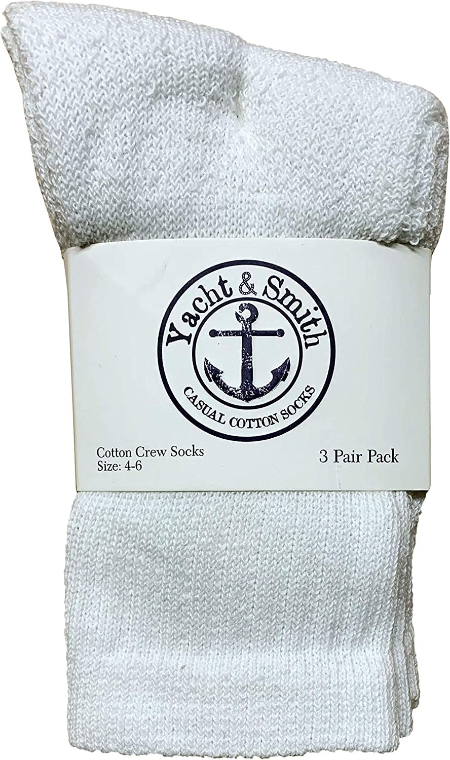 120PK Wholesale Kids Crew Socks, Childrens Cotton Casual Crew Socks 4-6 (White)