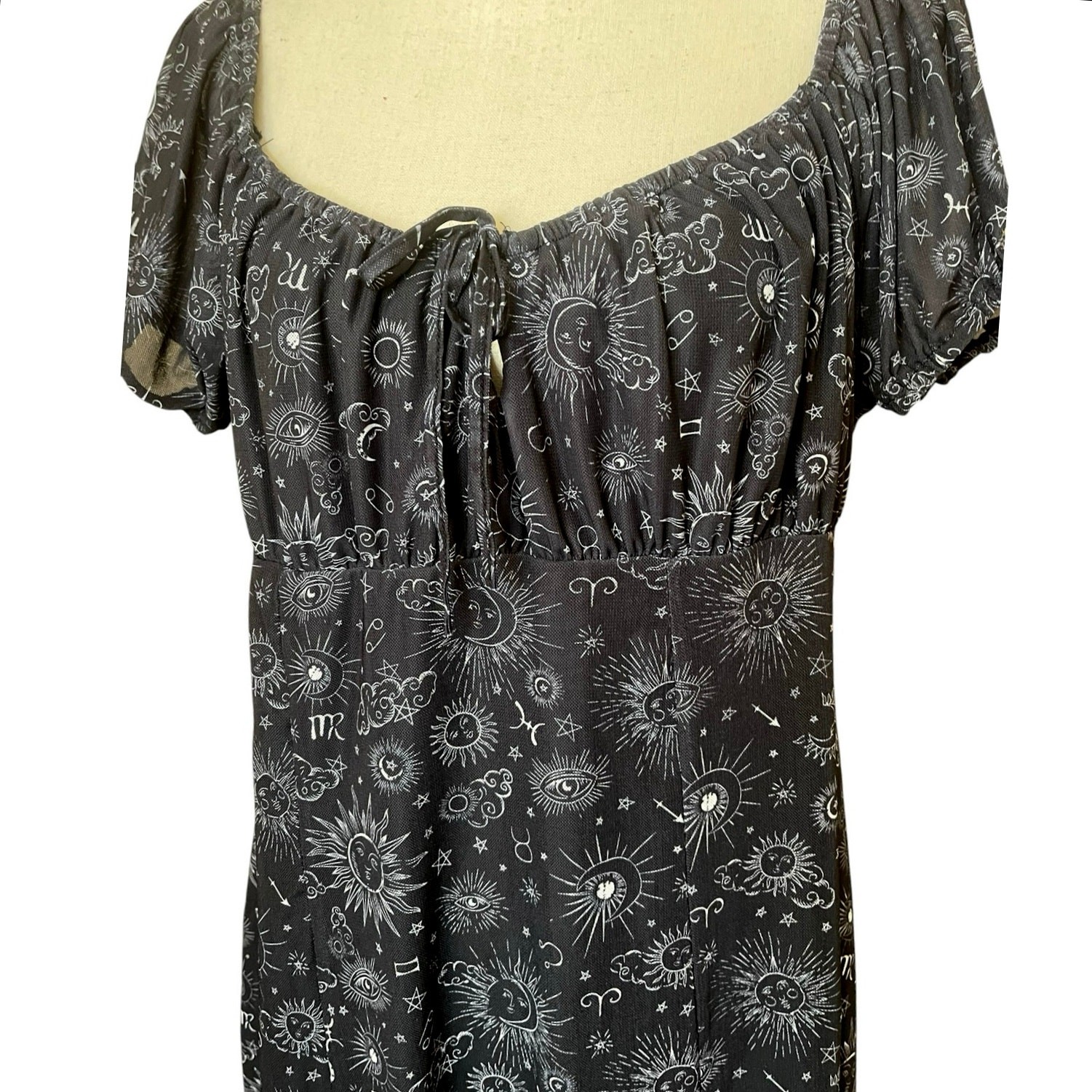 Hot Topic Daisy Street Black Celestial Icon Aline Dress XL Babydoll Whimsigoth