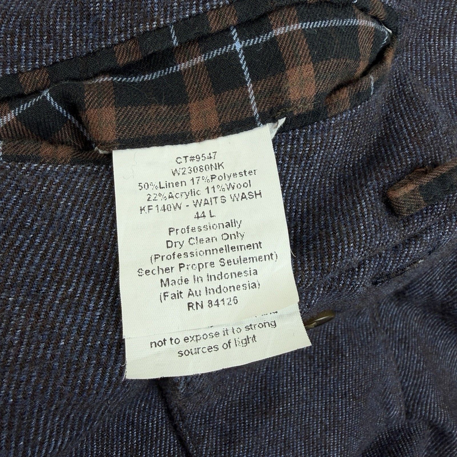 Kroon Linen Wool Unstructured Blue Blazer 44L Sport Coat Jacket Double Vented