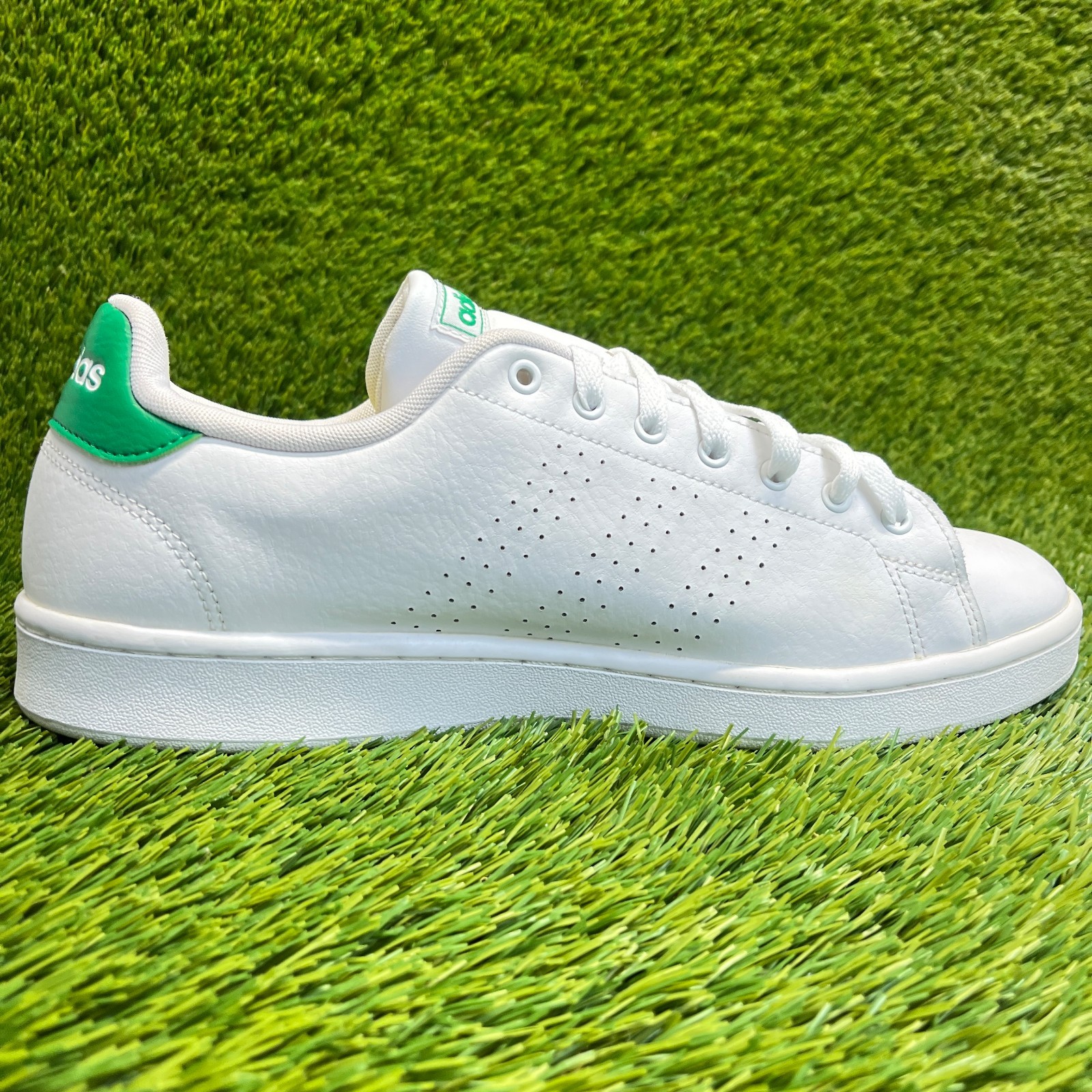 Adidas Advantage Mens Size 11.5 White Green Athletic Leather Shoes Sneakers