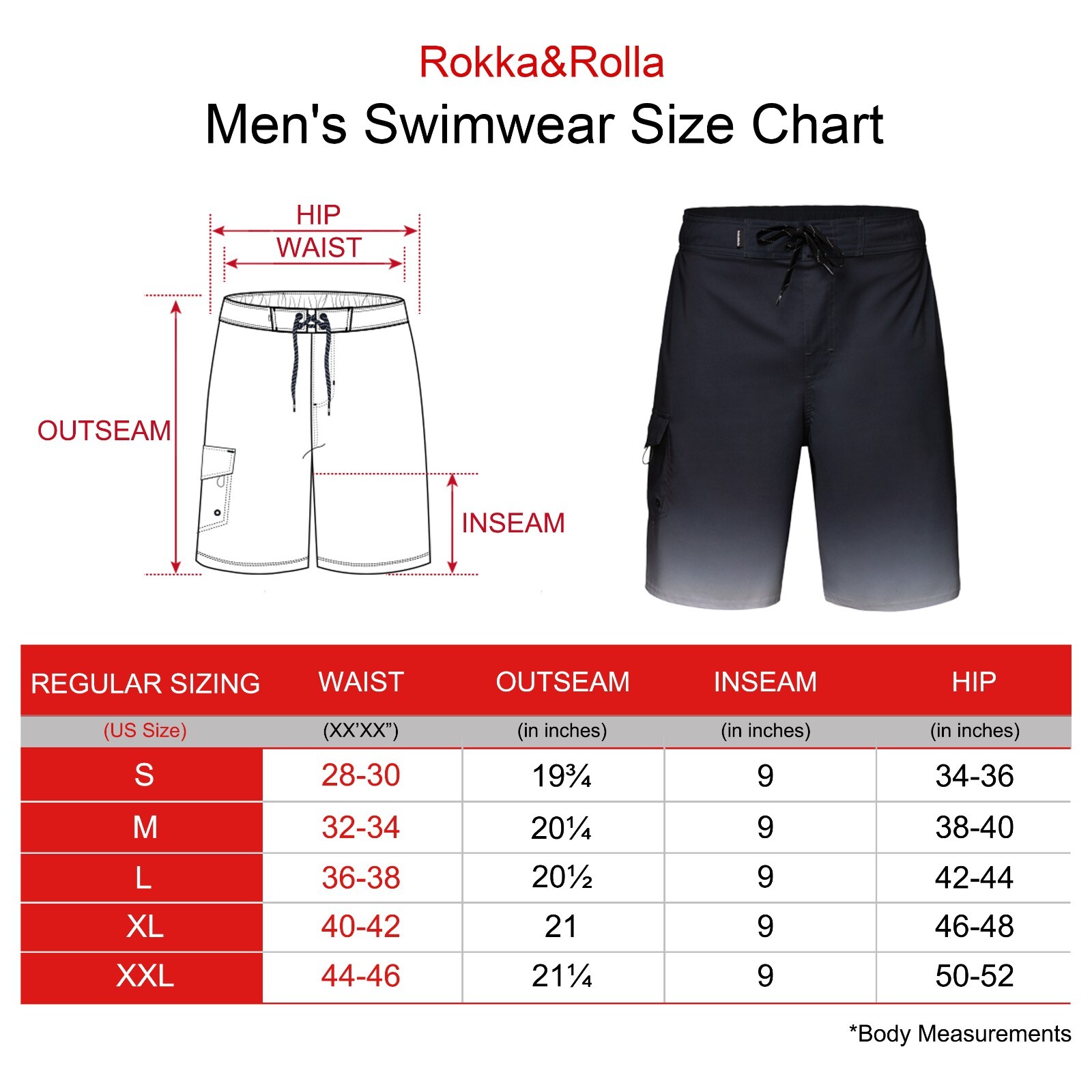 Rokka&Rolla Men’s 4-Way Stretch Swim Trunks 9″ Quick Dry Board Shorts Beach Swim