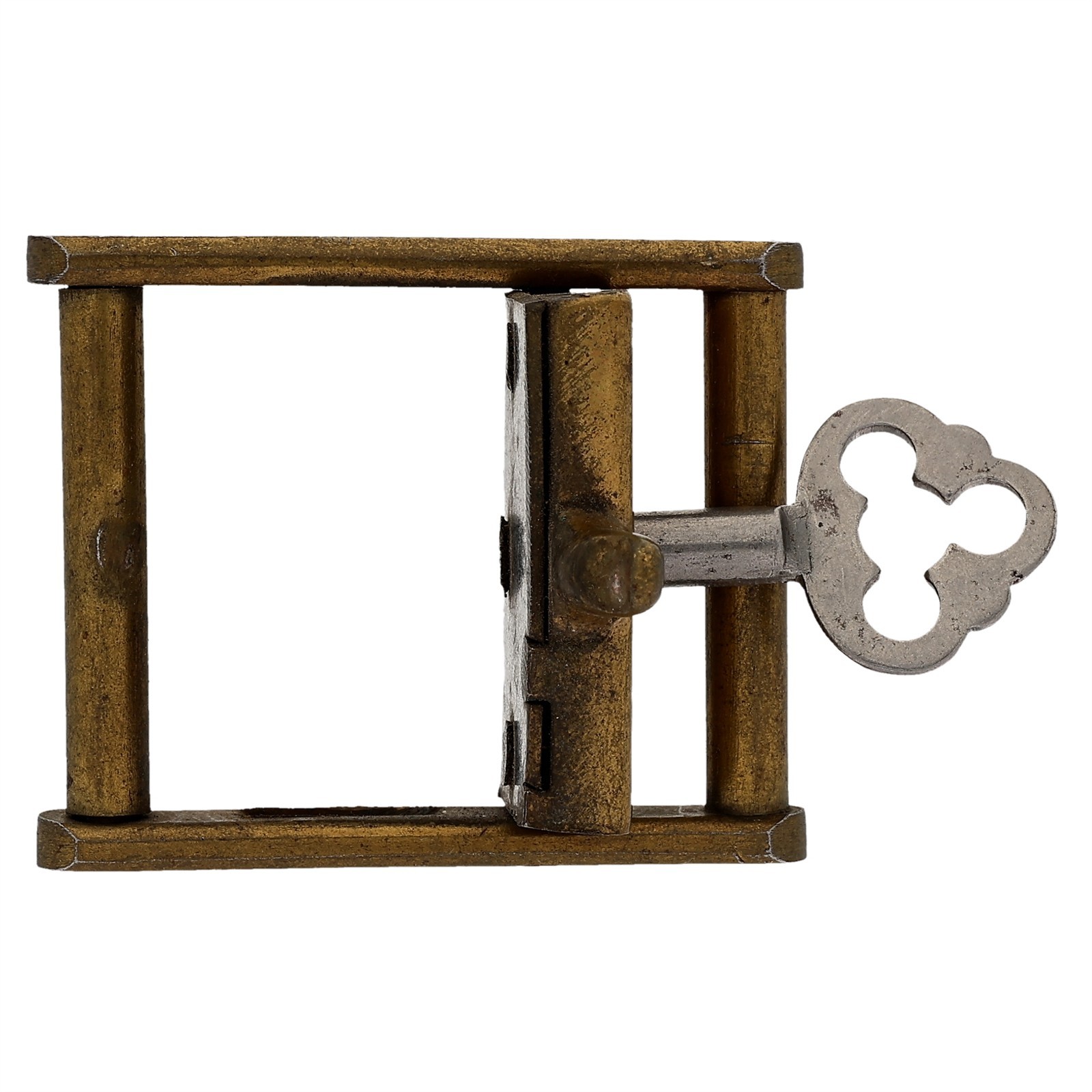 1.25″ Locking Chastity Belt Buckle Skeleton Key Padlock Trunk Bachelorette Vtg