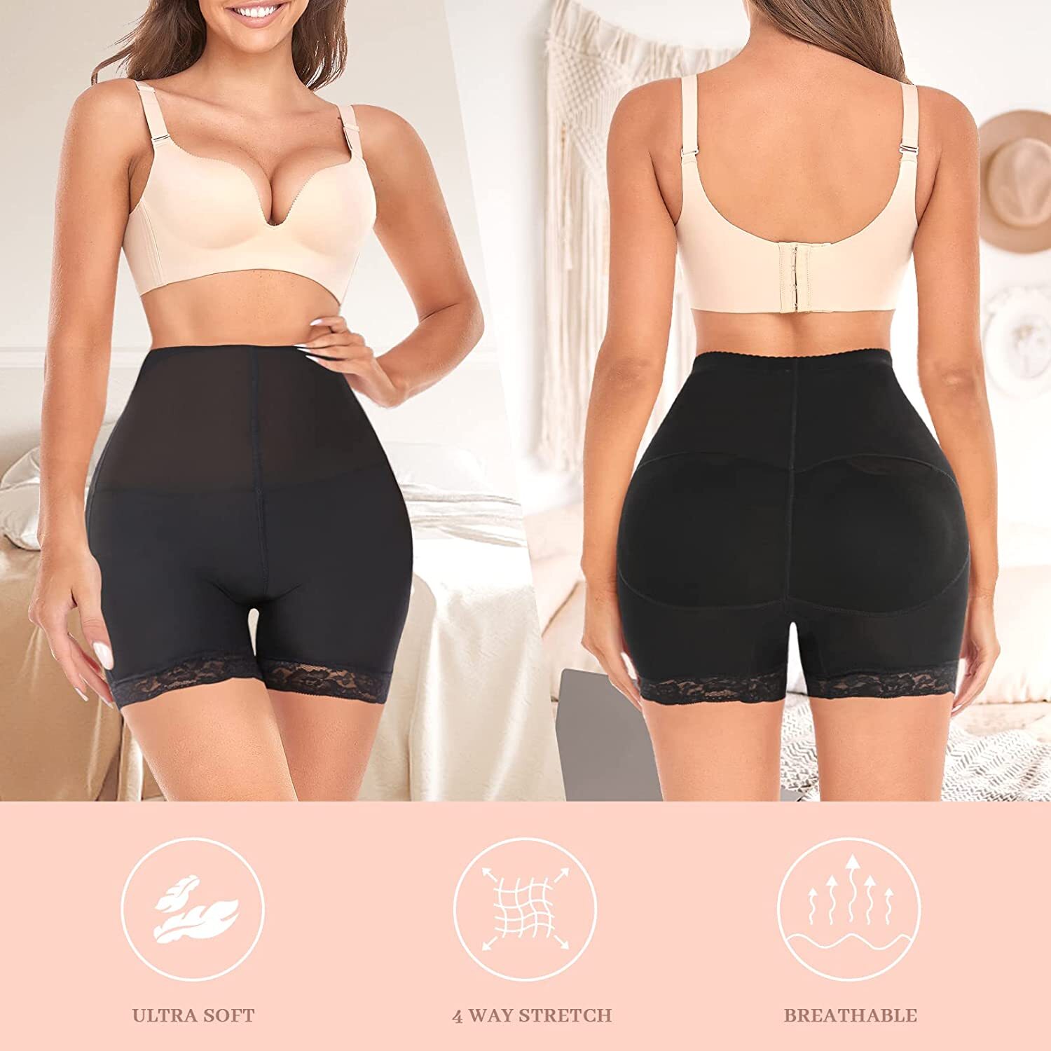Women Padded Underwear Fake Ass Butt Lifter Hip Enhancer Body Shaper Boyshorts