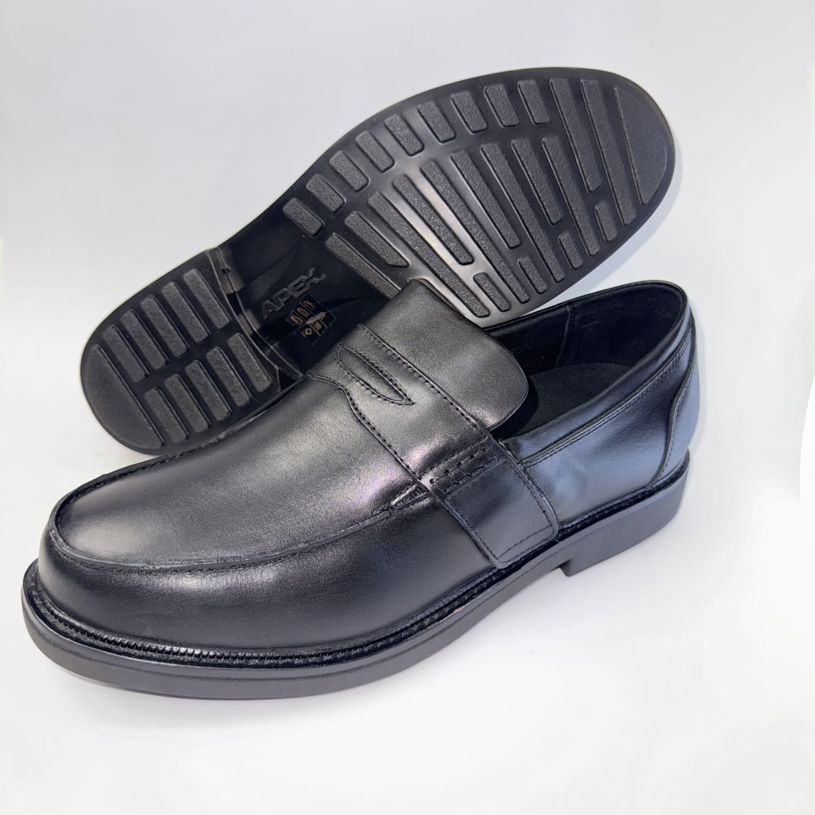 Apex Lexington LT200M Men Size 10 Wide Loafers Black Leather Diabetic Shoes