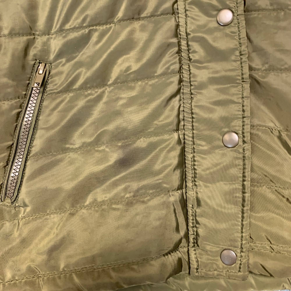 Ambiance Outerwear Puffer Jacket Womens L Olive Green Hooded Snap Front Outdoor