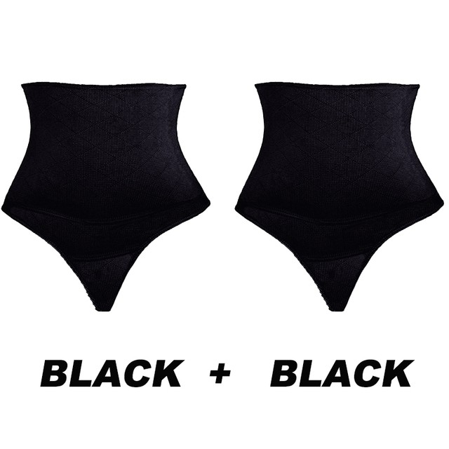 2 Pack Women High Waist Tummy Control Thong Butt Lifter Body Shaper Sexy Shorts
