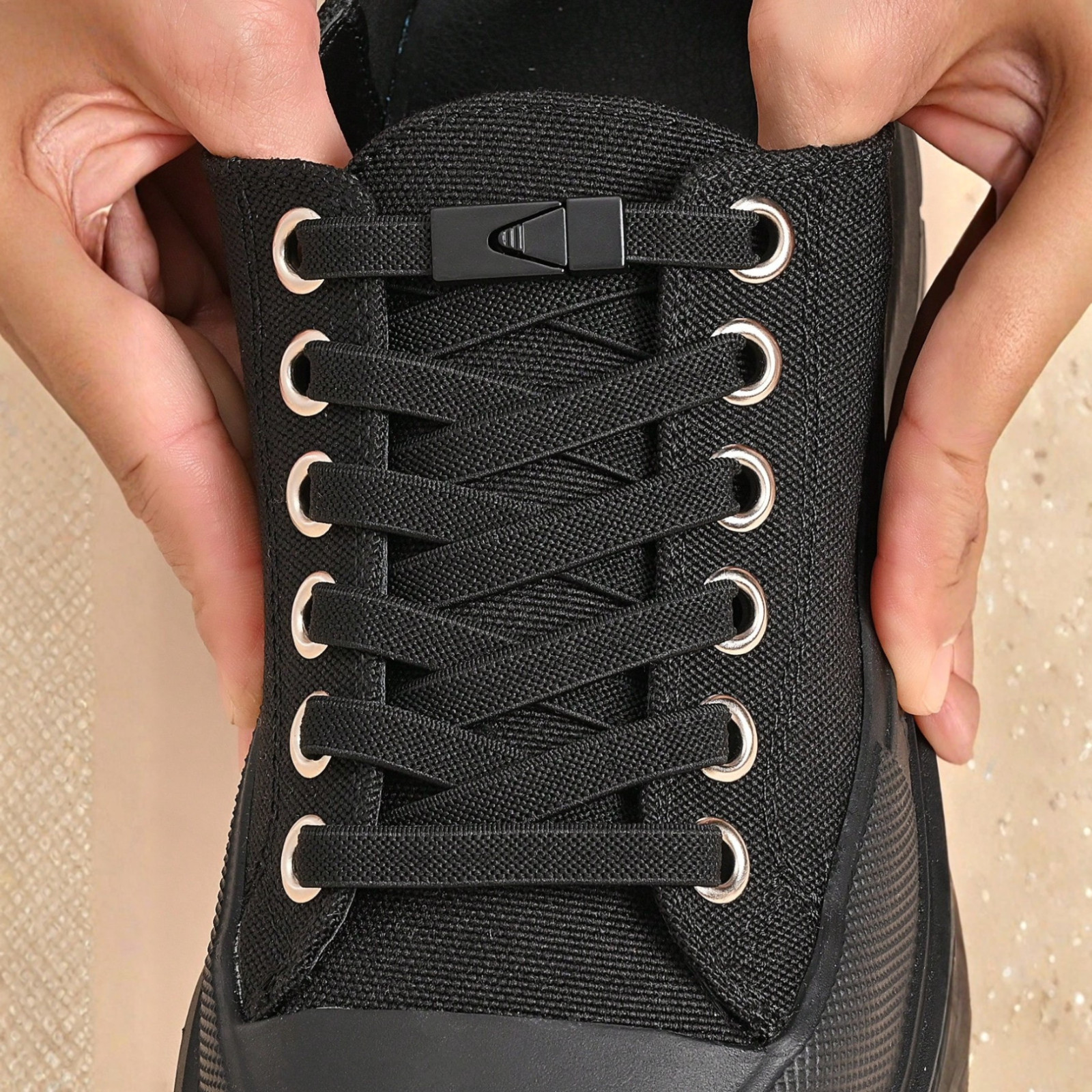 2Pc Easy No Tie Shoelaces Elastic Silicone Flat Lazy Shoe Lace Strings Adult NEW