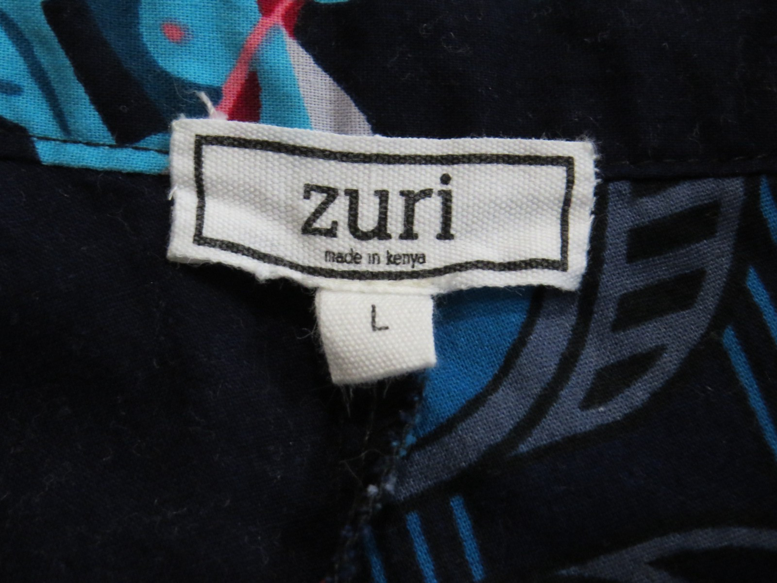 ZURI Kenya – Space Cadets Cotton Sleeveless Dress, Pockets SIZE Large, Blue Red