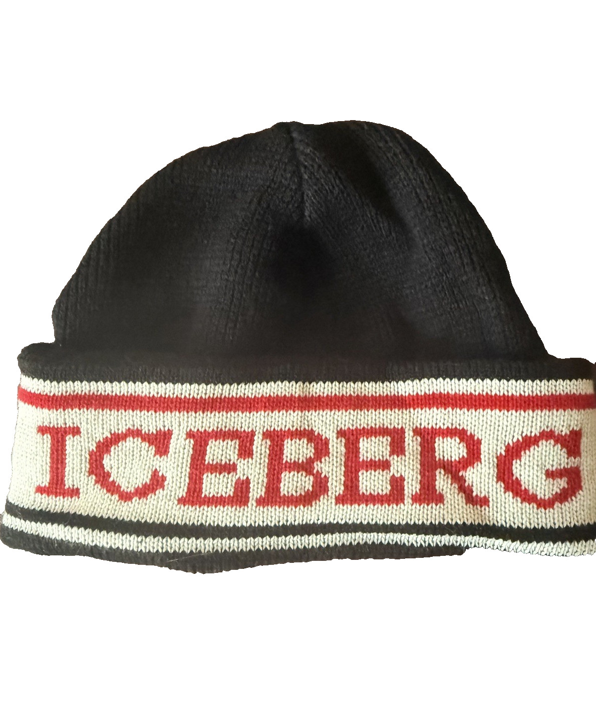 LNWOT Iceberg History Vintage Winter Hat Beanie Casual Black Red and White