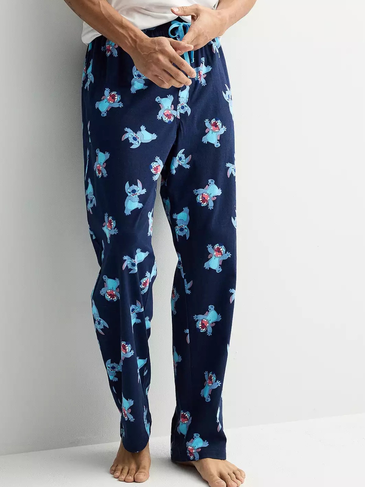 Men’s Disney Lilo & Stitch Pajama Pants Sleepwear Loungewear Blue All-Over Print