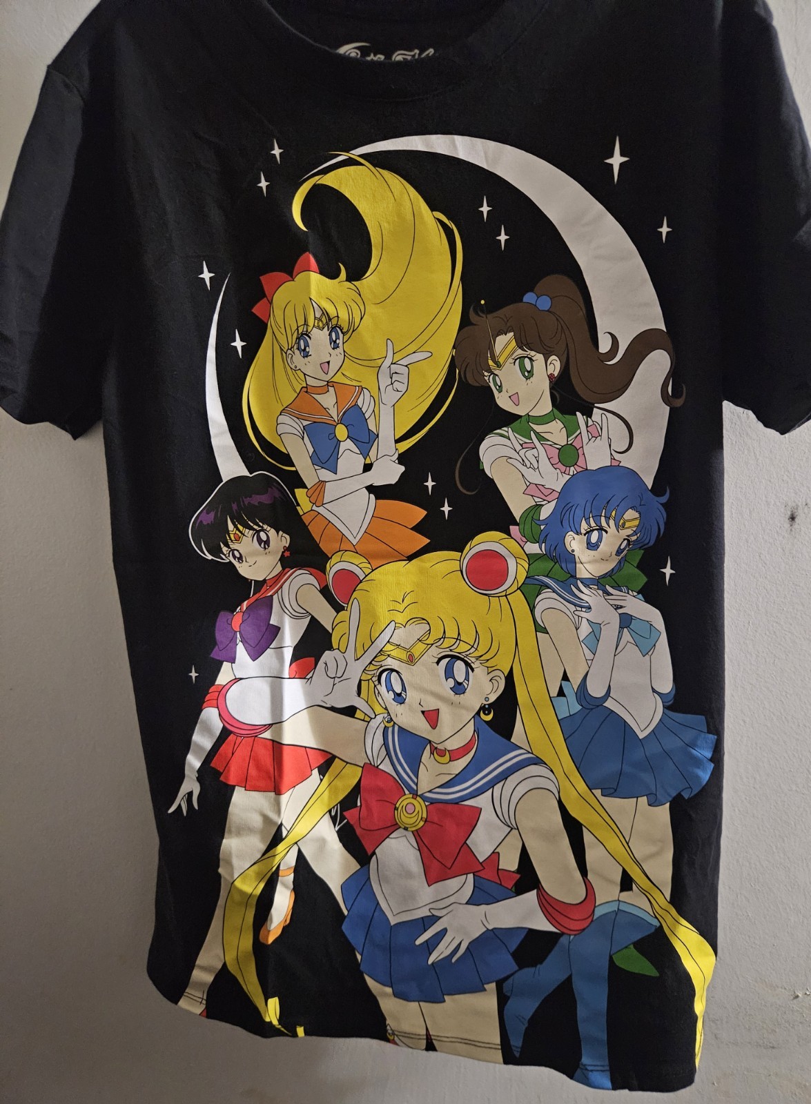 Men’s Sailor Moon Anime Graphic Print Black Crew Neck Short Sleeve T-Shirt XL