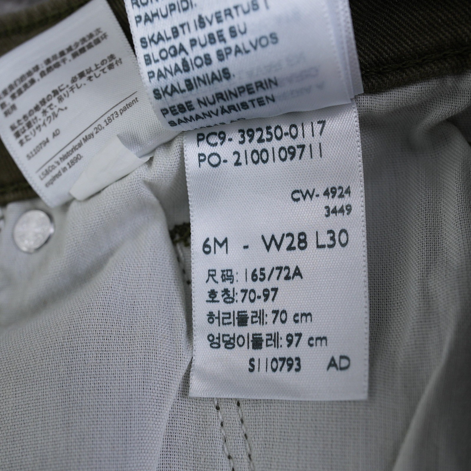 Levis Classic Straight Leg Jeans Womens 6M Olive Green Mid Rise New Tag 30×30.25