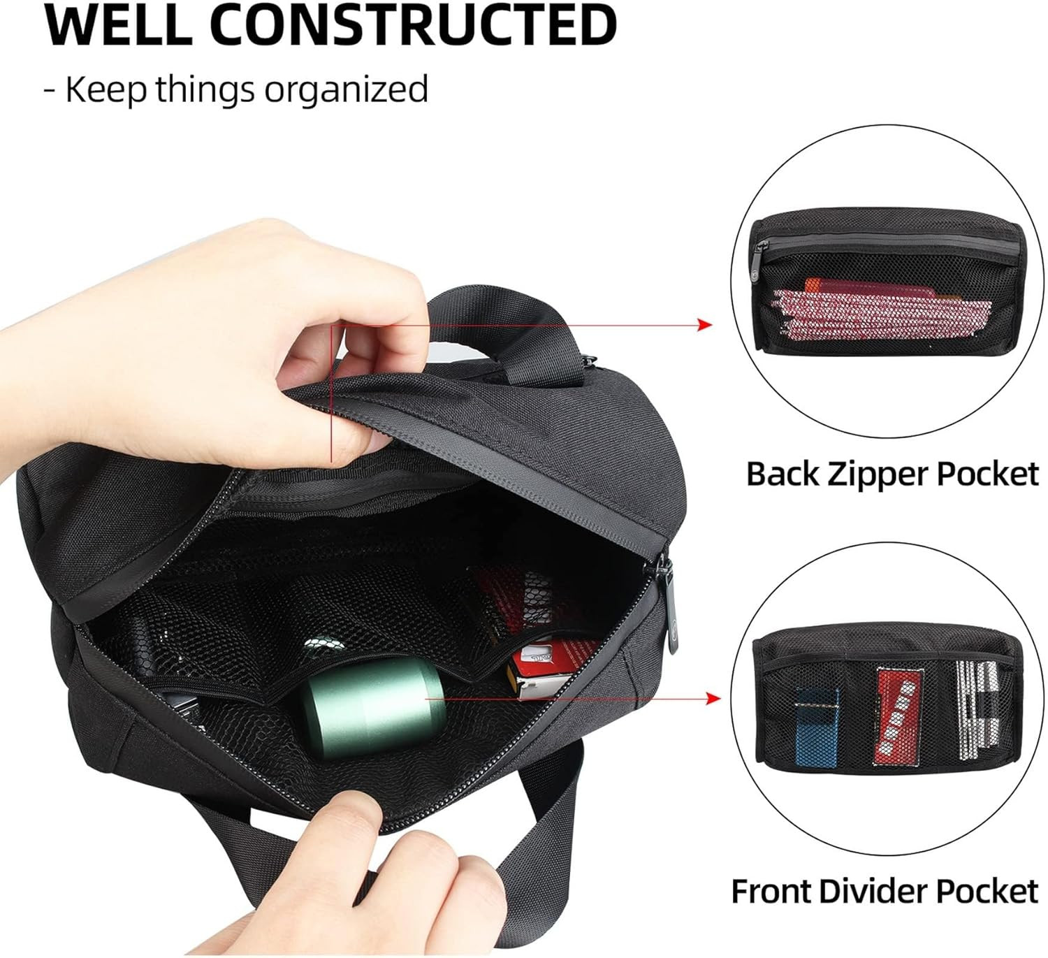 Smell Proof Pouch, Black Large Smell Proof Bag with Carbon Lined 9”X4”X5”