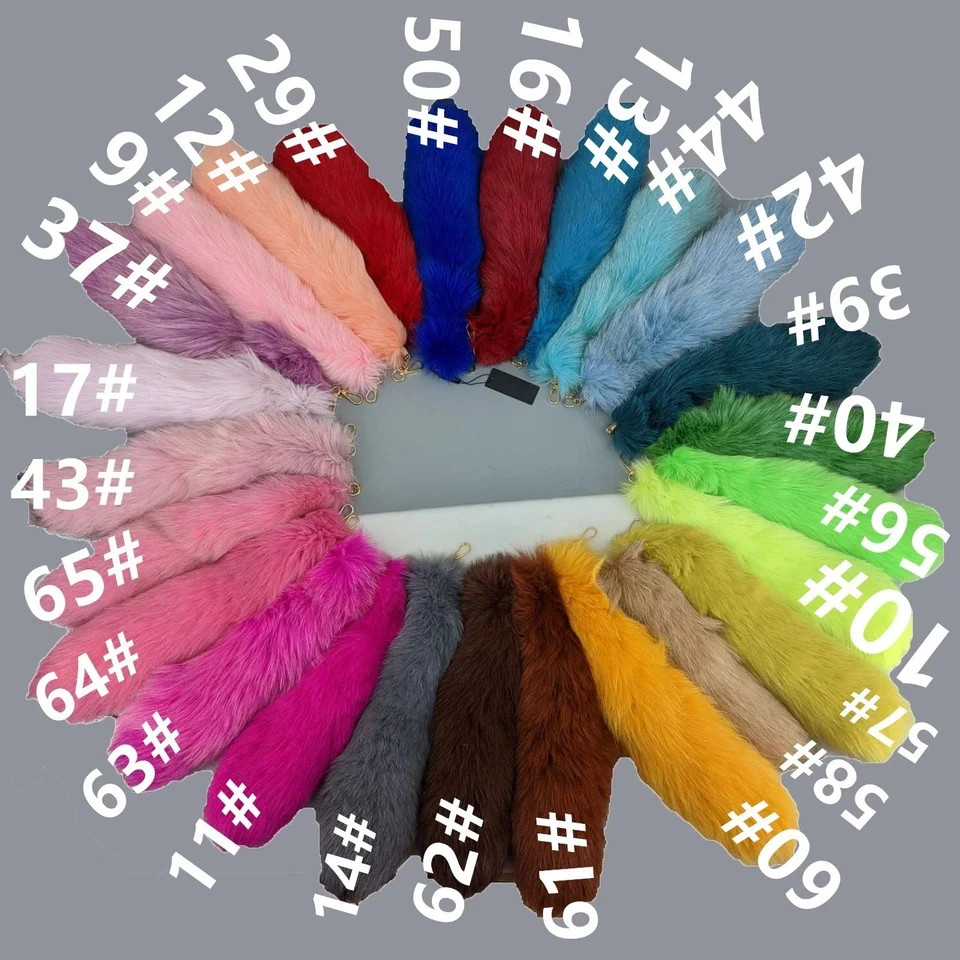 16″-18″ Real Fox Fur Tail Keychain Bag Charm Furry Pendant Costume Cosplay Toys