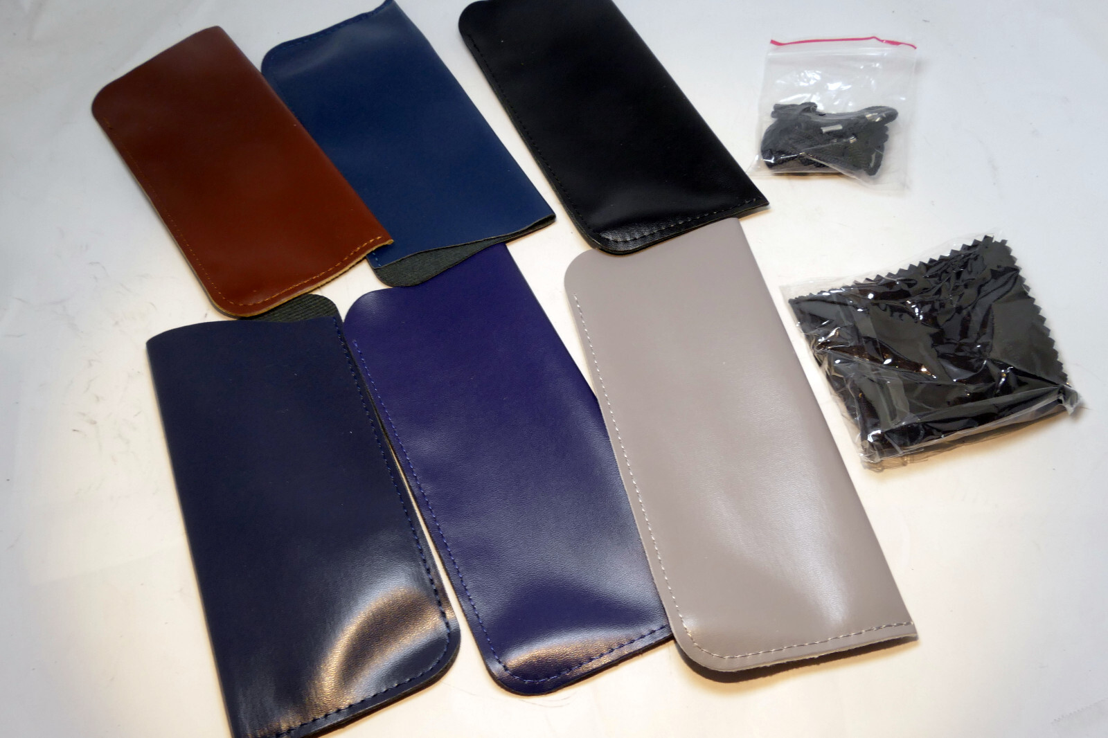 Soft PU Leather / Suede Sunglasses Case Eyeglasses – Pack of 6 lot multi-color