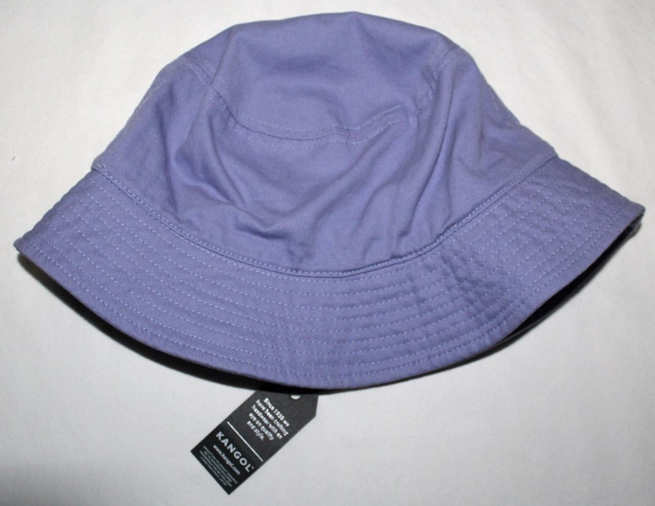 KANGOL Garment Washed Lavender Cotton Bucket Hat Cap Kangaroo Logo MEDIUM *1F