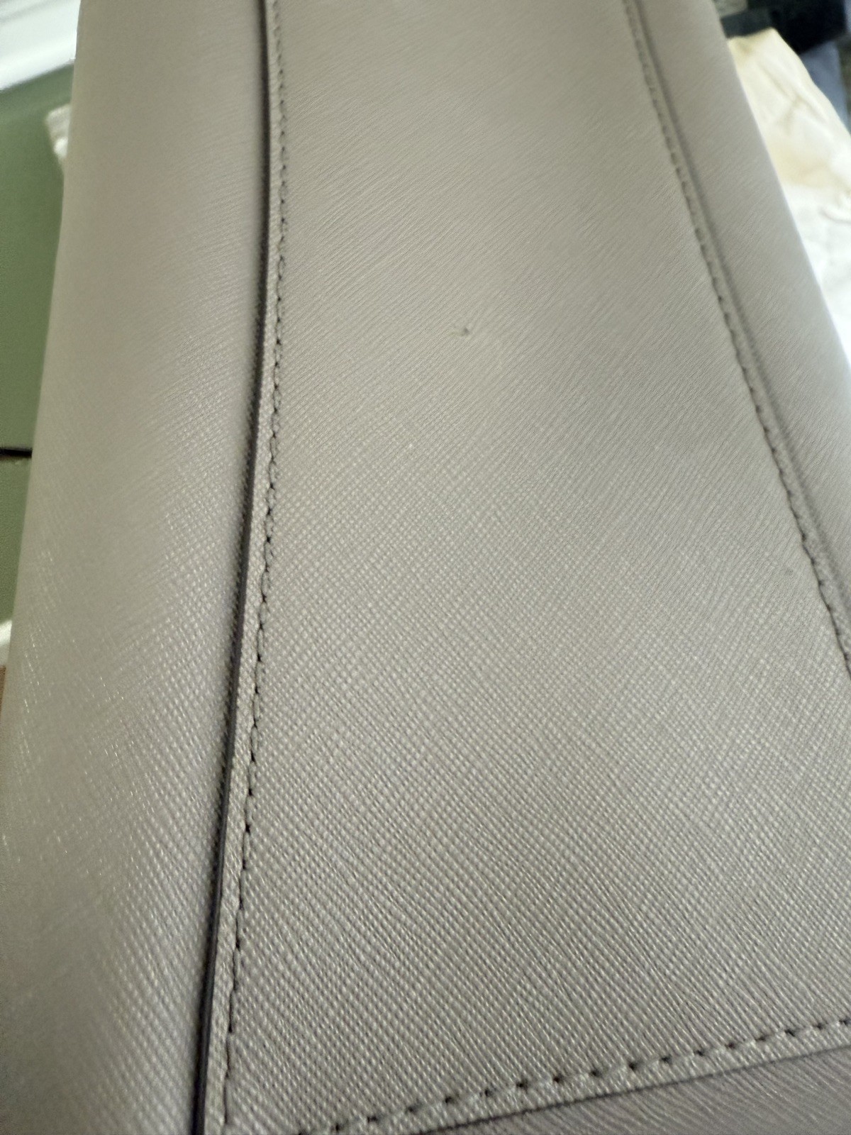Tory Burch Robinson Small Tote Gray Heron Saffiano Leather Pre-owned