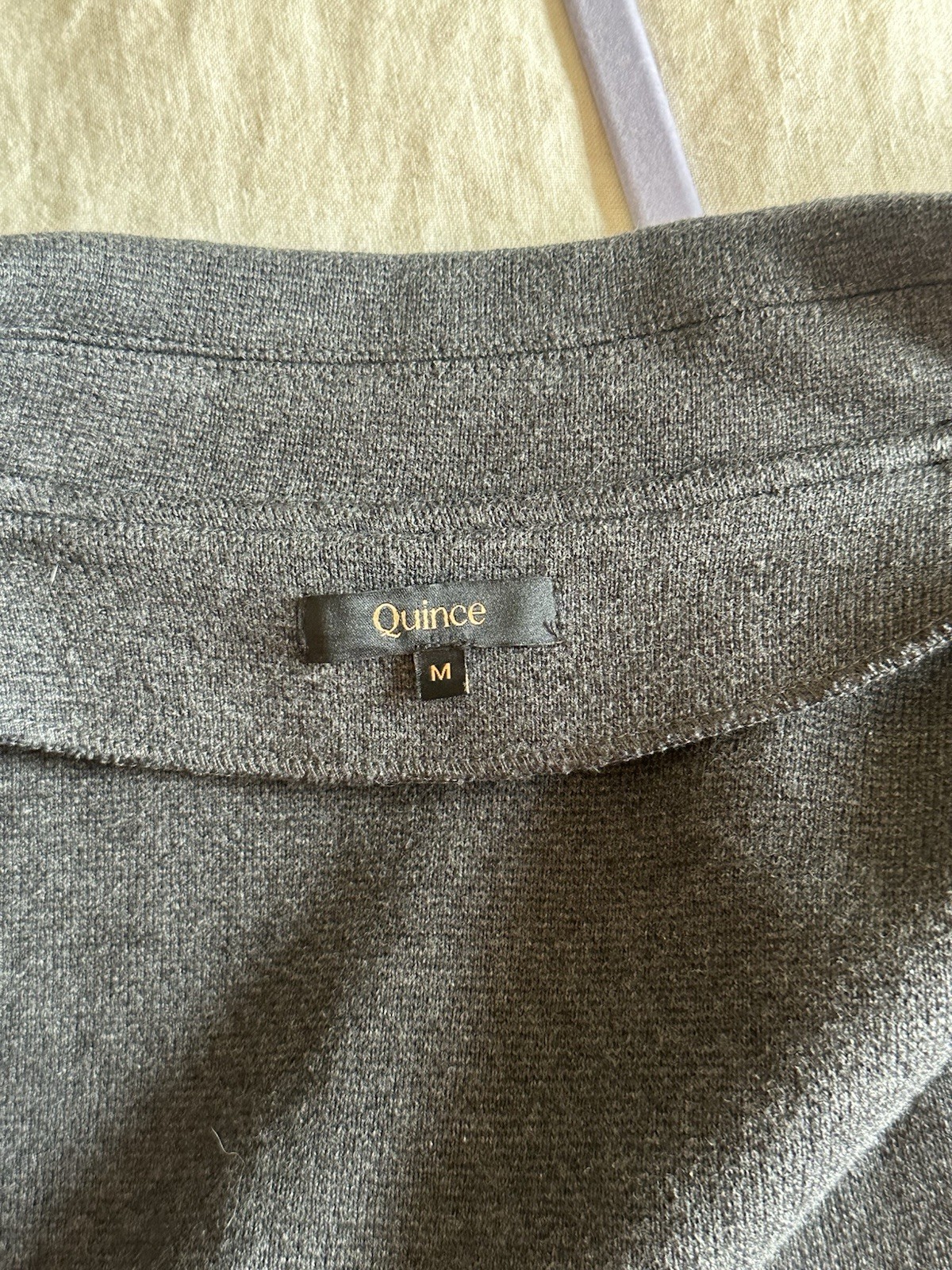 Quince 100% Organic Cotton Knit Blazer Cardigan Gray Open Front Sweater Jacket M