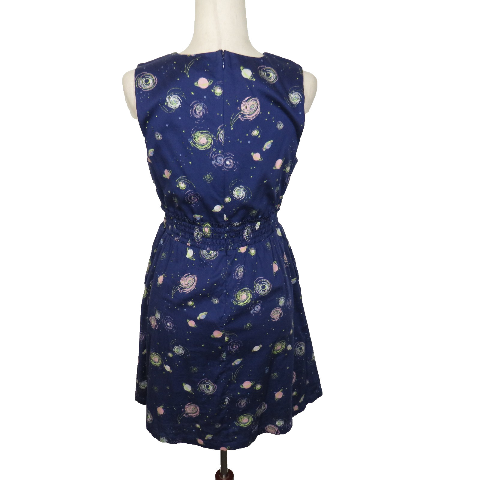 ModCloth Cotton Celestial Galaxy Planet Print Side Pocket Dress Size Medium