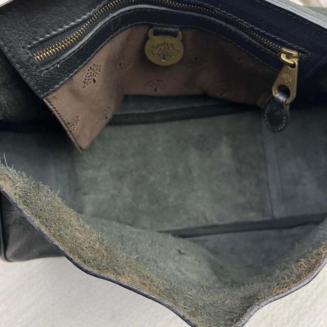 Mulberry Y2K Black Leather One Shoulder Flap Handbag 27x18x11cm Authentic