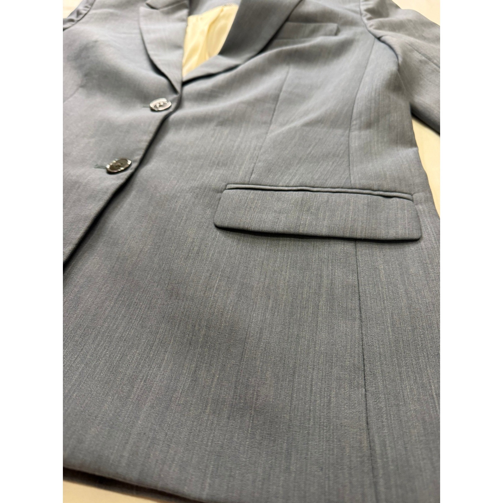 JCrew Mario Bellucci Italian Wool Blend Blazer Jacket Blue Grey Womens Size 8