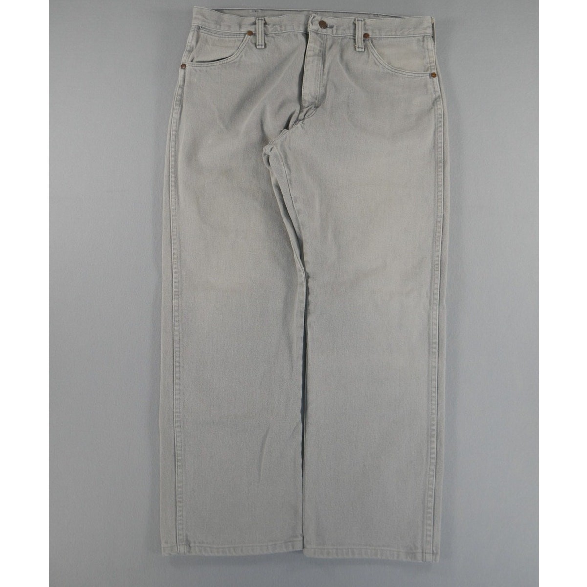 Vintage 90s Wrangler 13MWZPG Jeans Light Gray Wash Made USA Cowboy Cut (36×27)