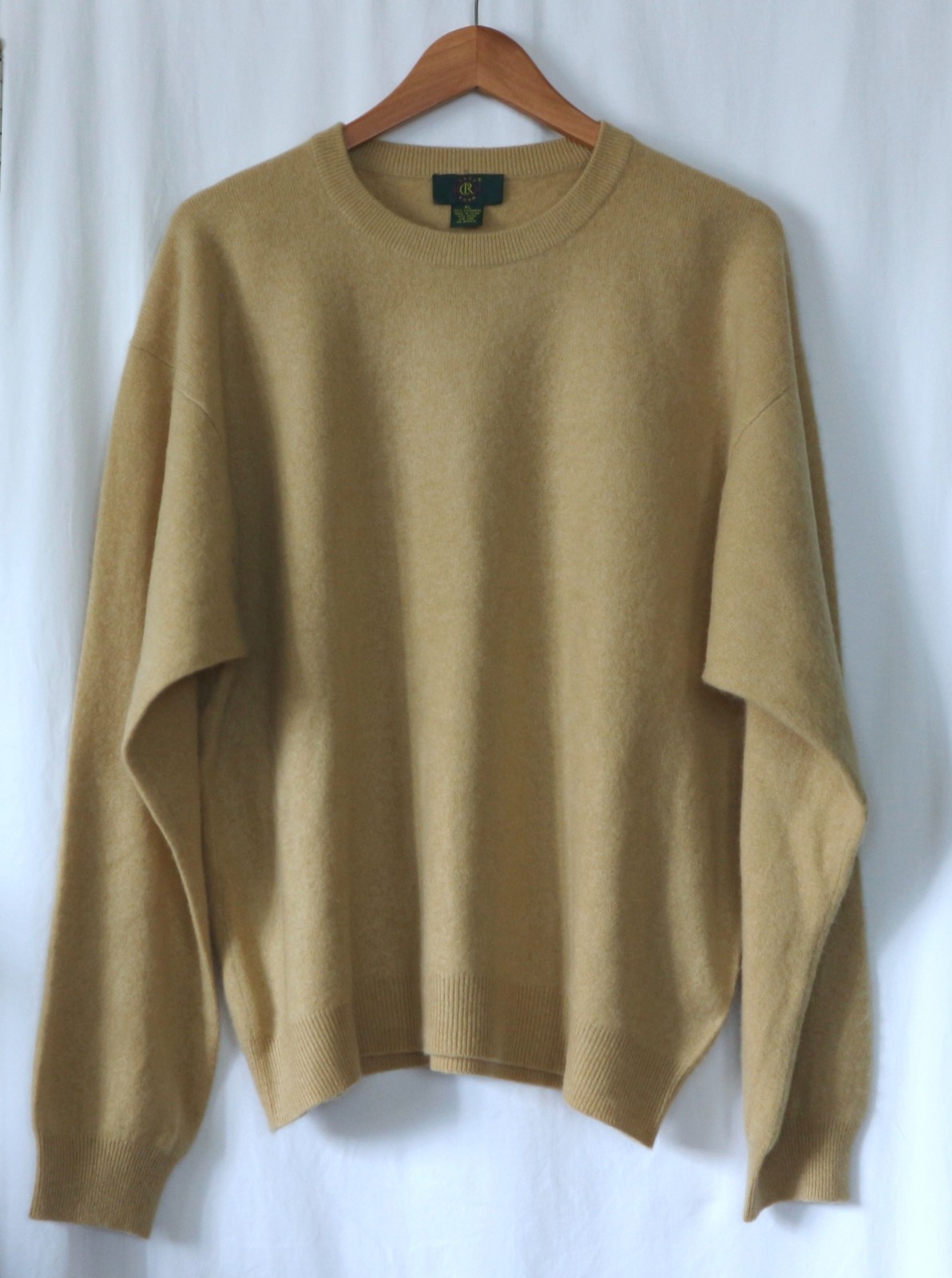 VTG CLUB ROOM Mens Tan Cashmere RndNck Swtr 48 In Chst 26.5 In Lng Sz XL EXC