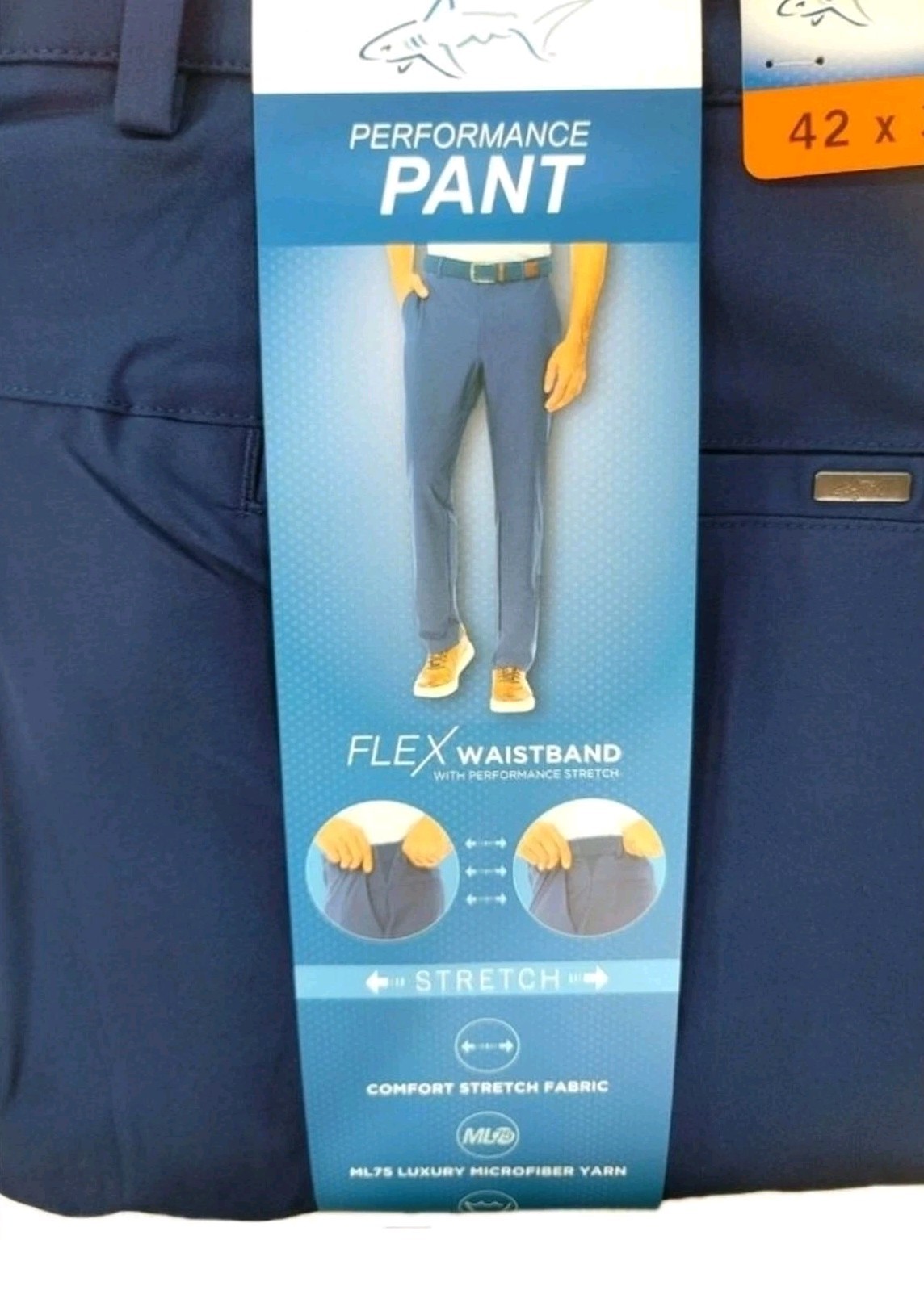 Greg Norman ML75 Men’s Luxe Performance Chino Pants 42×32 Flex Waistband Blue