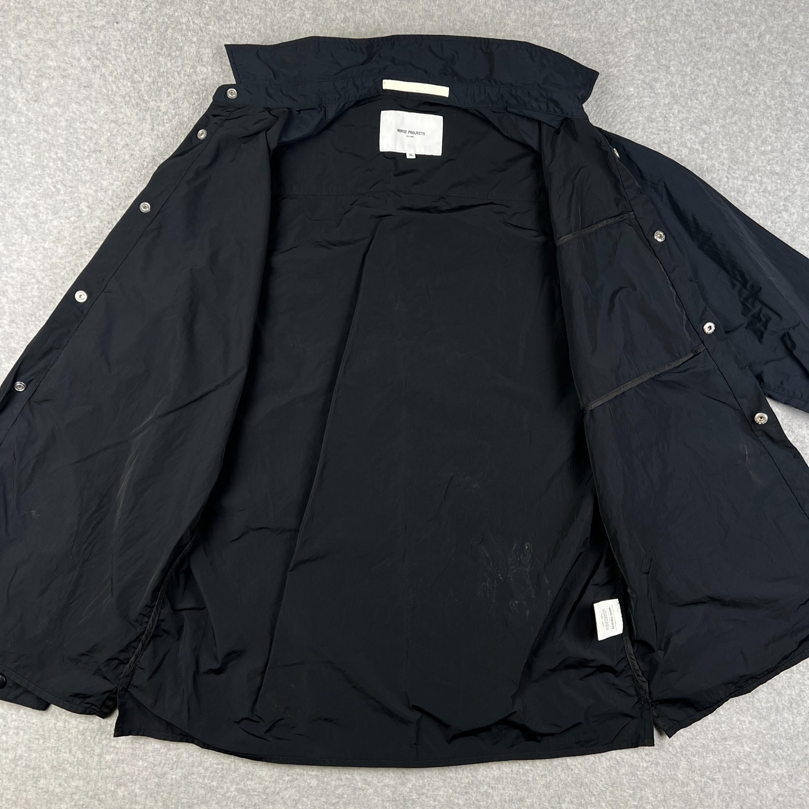Norse Projects Bendt Light Jacket Snap Button XL Mens Black Windbreaker