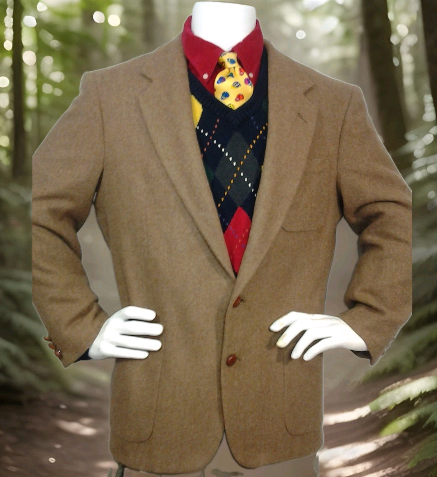 Orvis Mens 42R Tan Brown Solid 100% Wool Lined Blazer Sport Coat