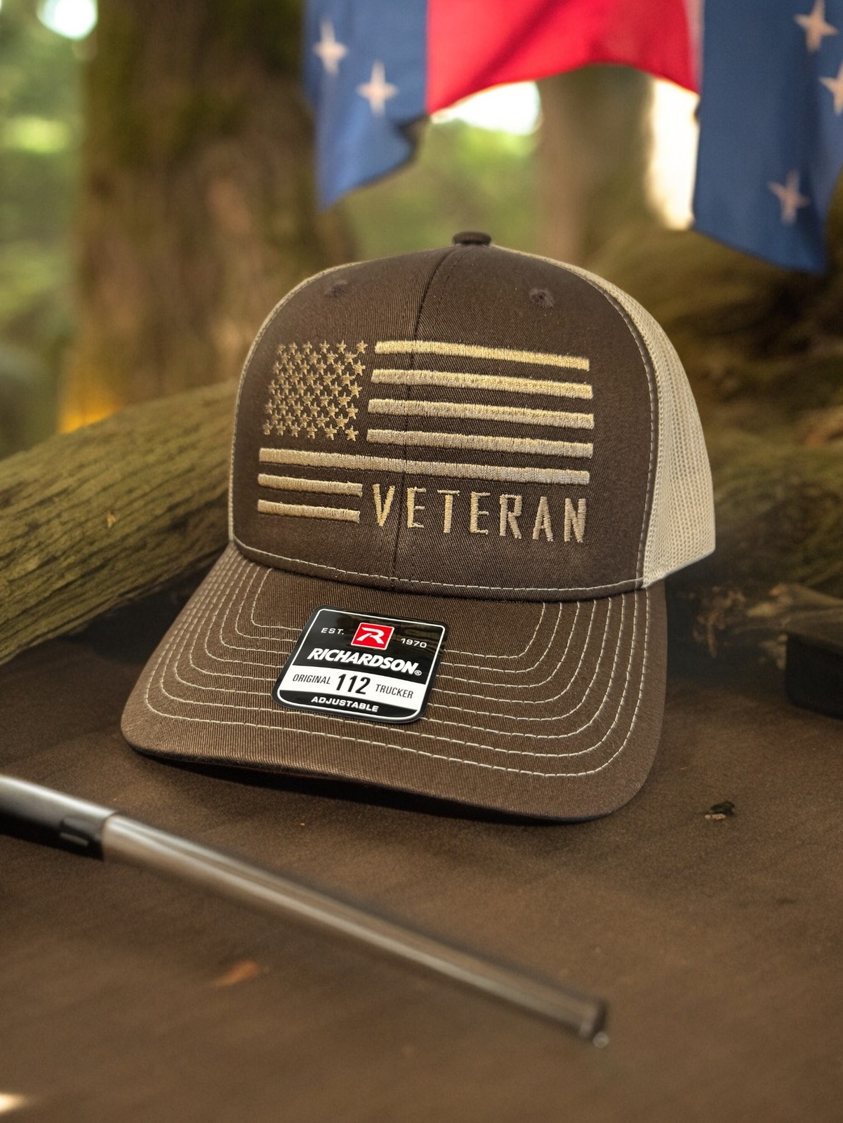 Adjustable Snap Back Trucker Hat Cap -USA Flag – VETERAN