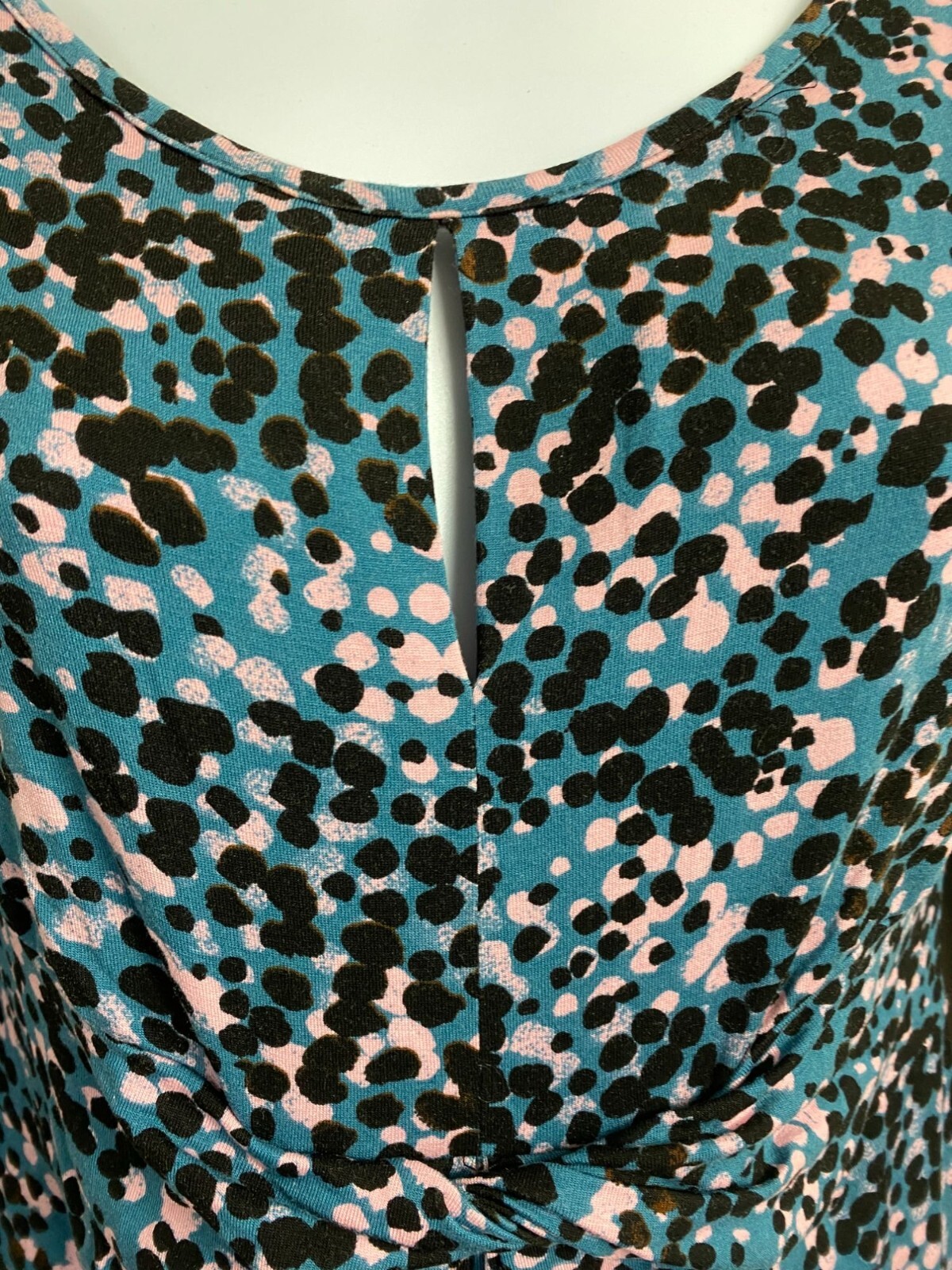 Seraphine Blue Abstract Maternity Dress Women Size 4 3/4 Sleeve Jersey Stretch