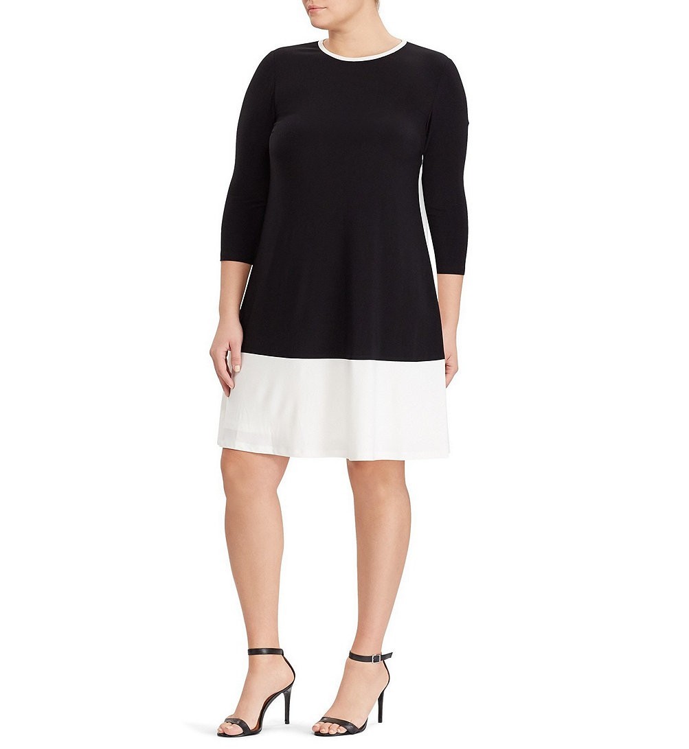 New! RALPH LAUREN ~Size 2~ Colorblock Two-Tone Jersey Shift Dress Retail $140
