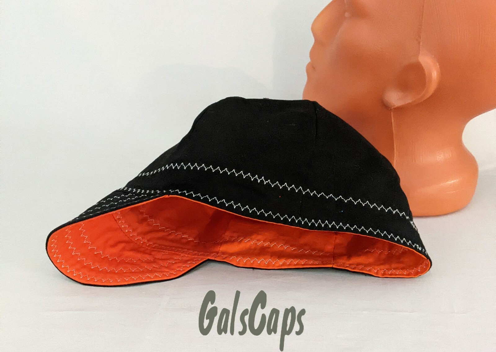 Welders Hats Black/Orange Bikers Caps, Welding Cap Hat, Cotton Made in USA