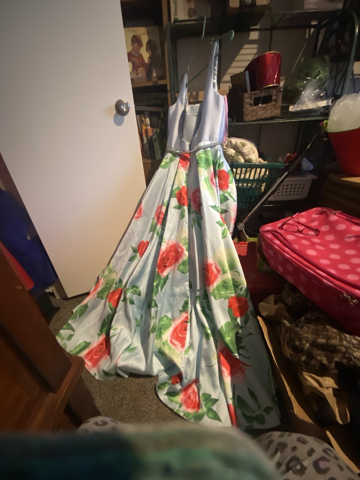 Pink by Alexia Designs Sz 8 Light Blue Satin Floral/ Pagaent Zip Ballgown Dress