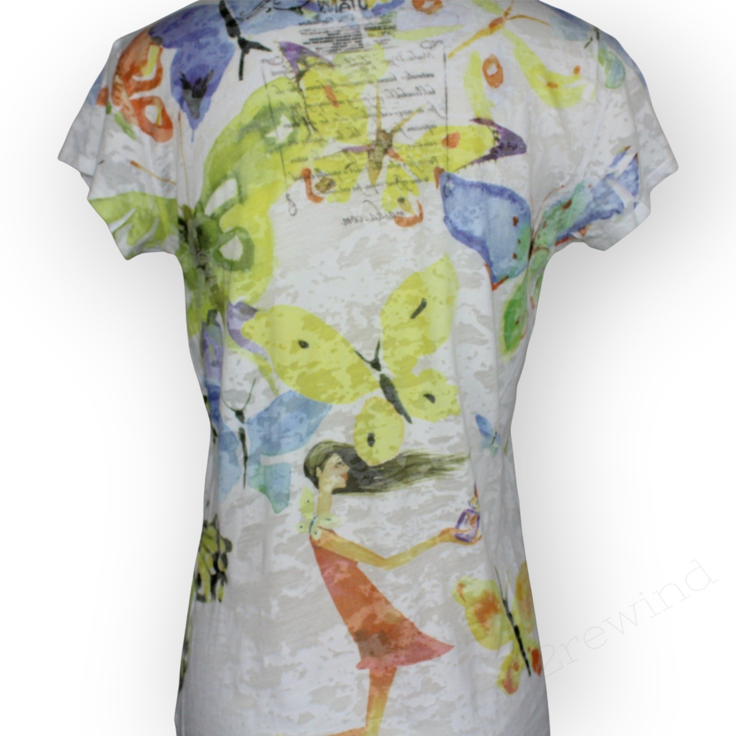 Masha Dyans Butterfly Dragonfly Union T Shirt XL Watercolor Graphic Slub