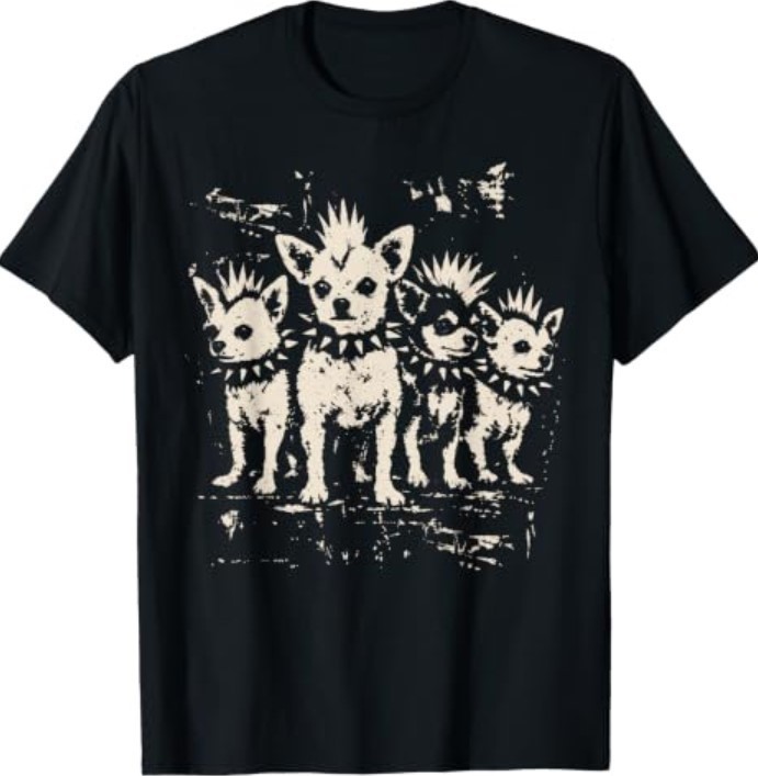 Vintage Punk Chihuahua Rock Chihuahua Mohawk Spiked Collar T-Shirt
