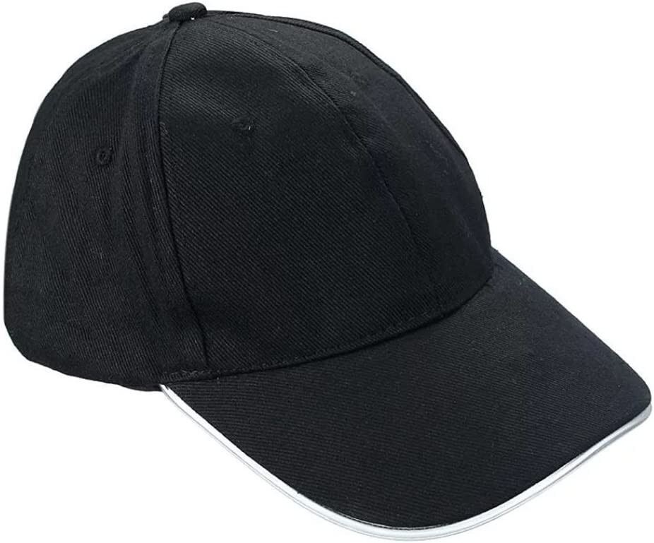 White LED Light Black Baseball Cap Hat Glow Brim Night Party Adjustable -Running