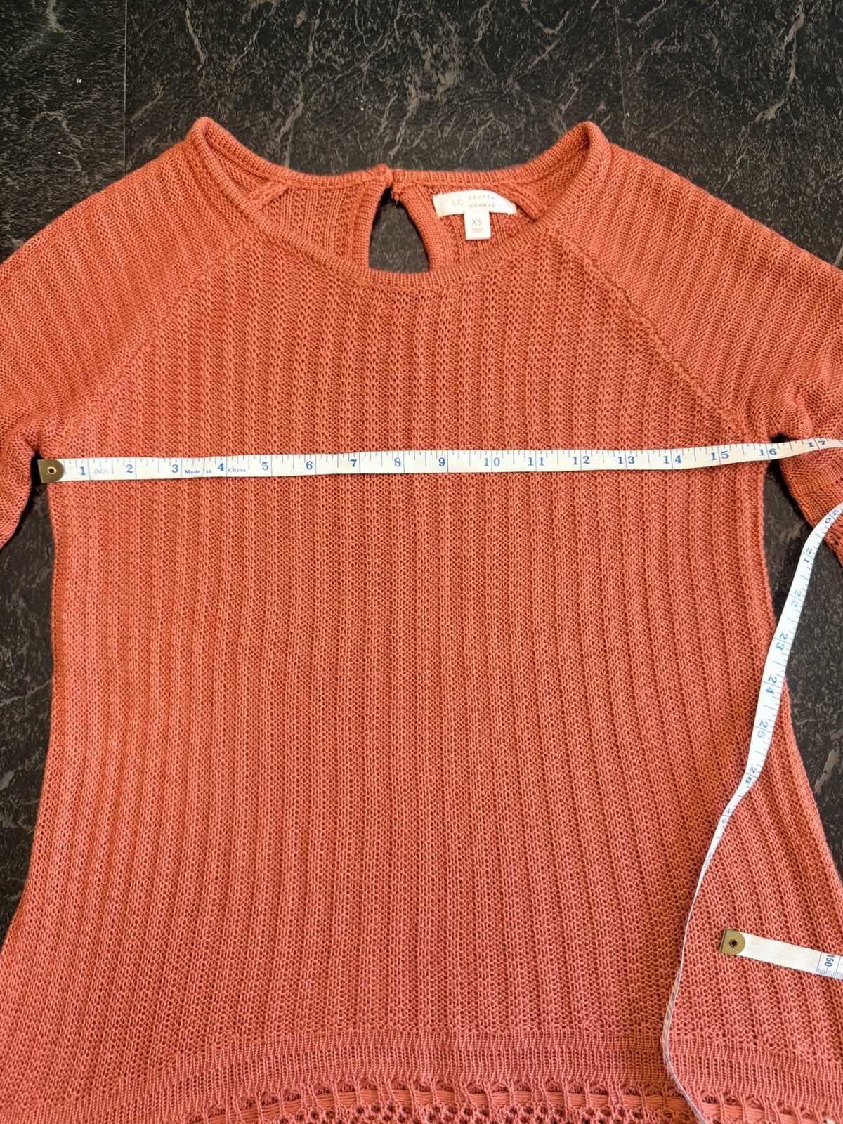 LC Lauren Conrad Texture Knit Tunic Rust Orange Color Size XS Keyhole Back