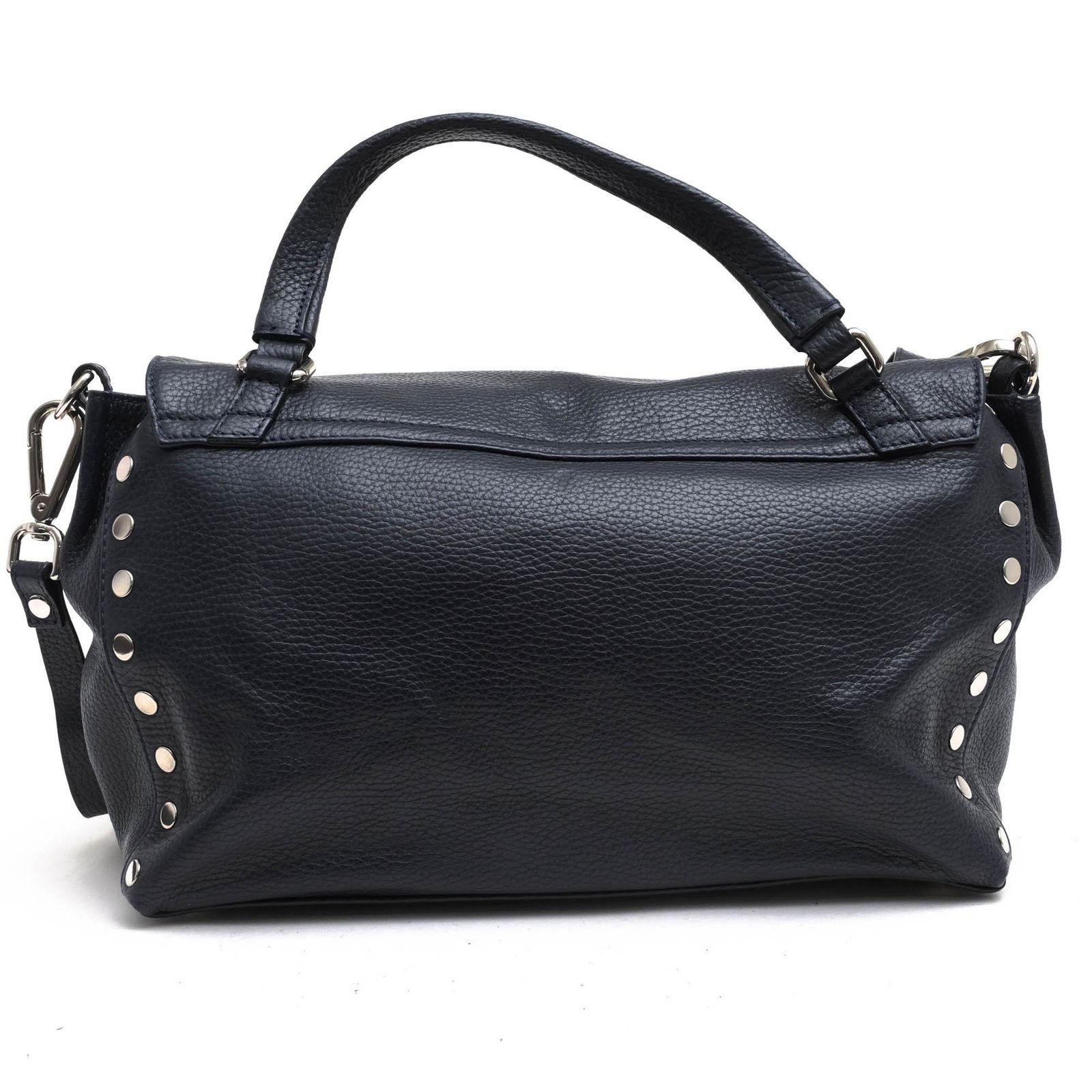 ZANELLATO Postina S Leather Navy Women’s Flap 2WAY Shoulder Tote Bag