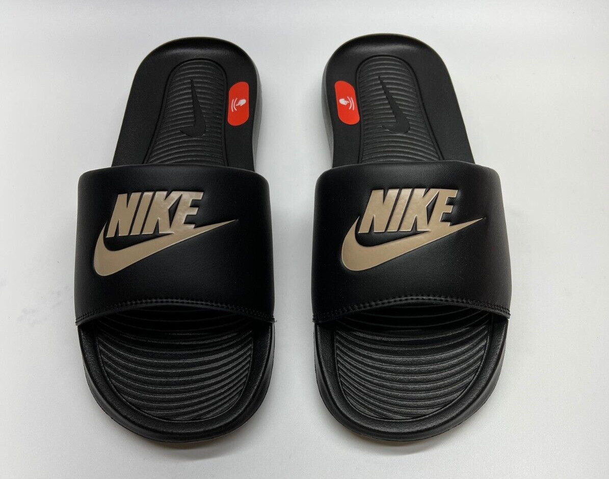 Nike Victori One Slide CN9675 006 Black Metallic Gold Sandals Shoes Mens 8