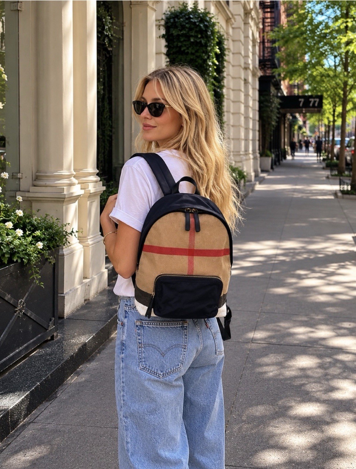 BURBERRY Check Canvas & Nylon Backpack | Laptop Sleeve