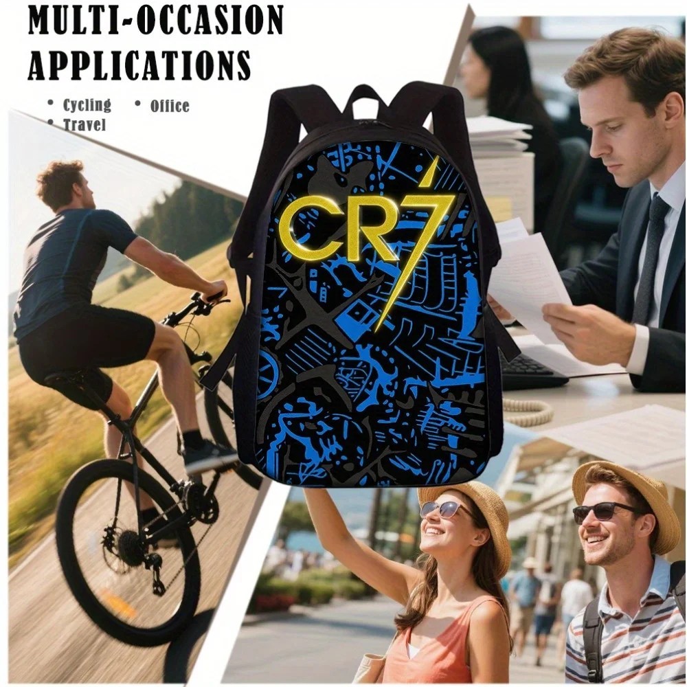 New 3pcs Cr7 Backpacks Simple Style Lightweight Boys Girls School Bags Capacity