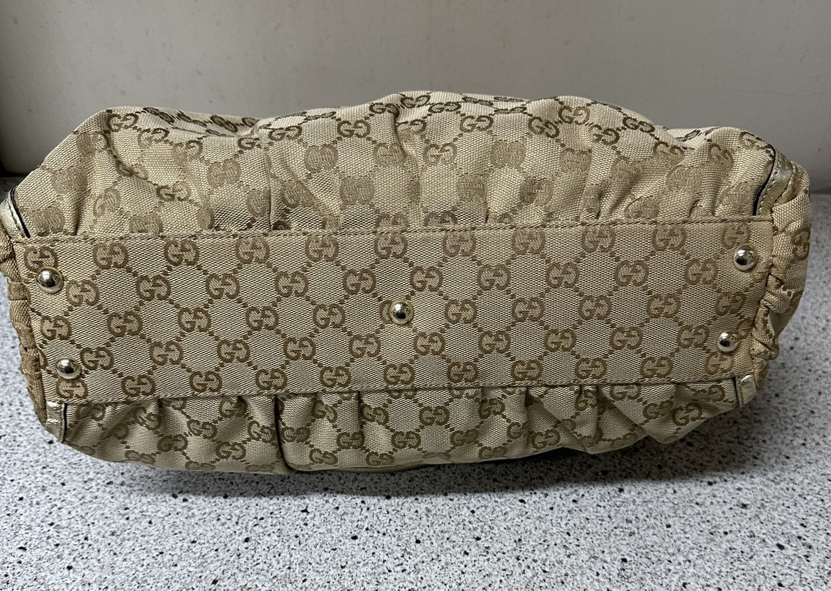 GUCCI BEIGE/EBONY GG CANVAS MEDIUM ABBEY TOTE BAG (HQ0021480)