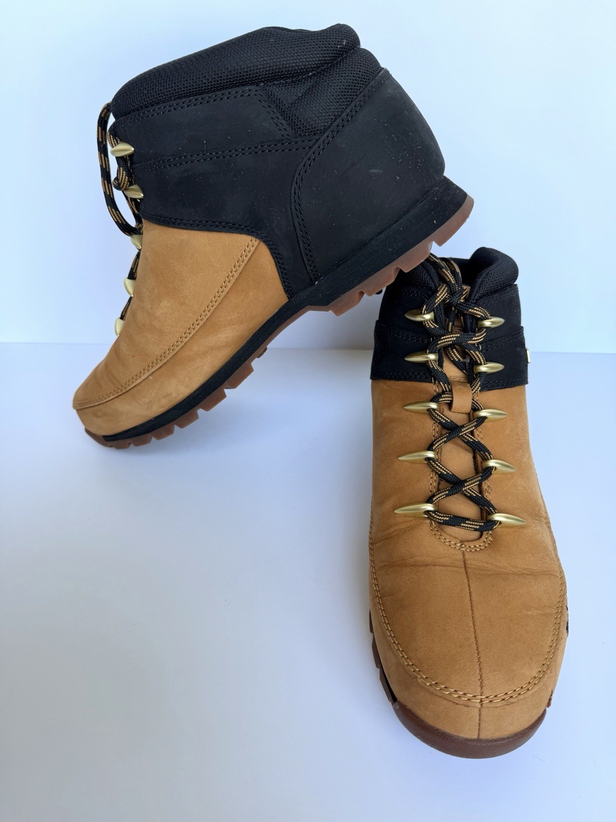 Timberland Men’s Hiker Ankle Boots Leather Beige/Black Lace-Up US 11.5