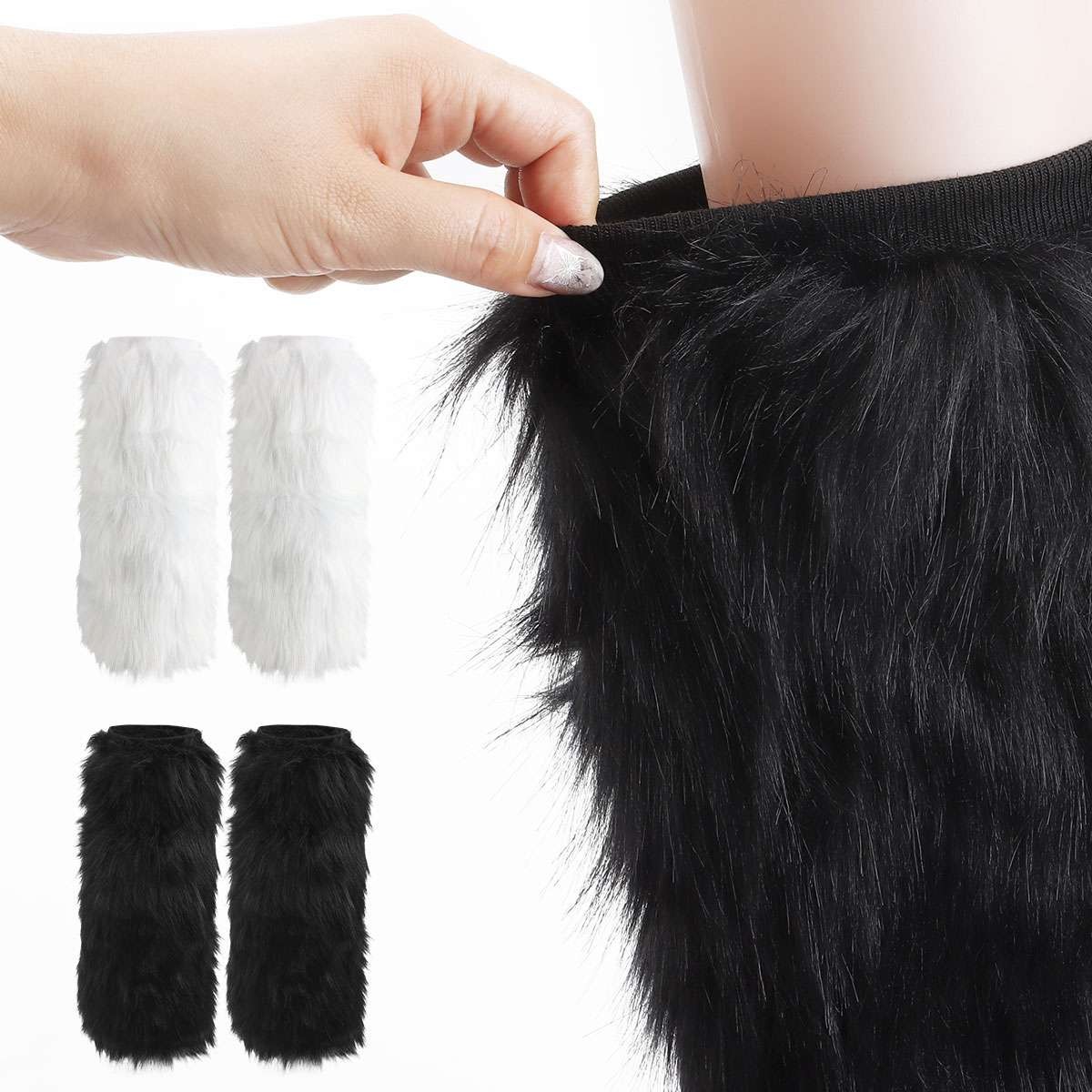 Leg Warmers Winter Womens Boot Covers Furry Solid Co Faux Fur Soft Foot Sleeve
