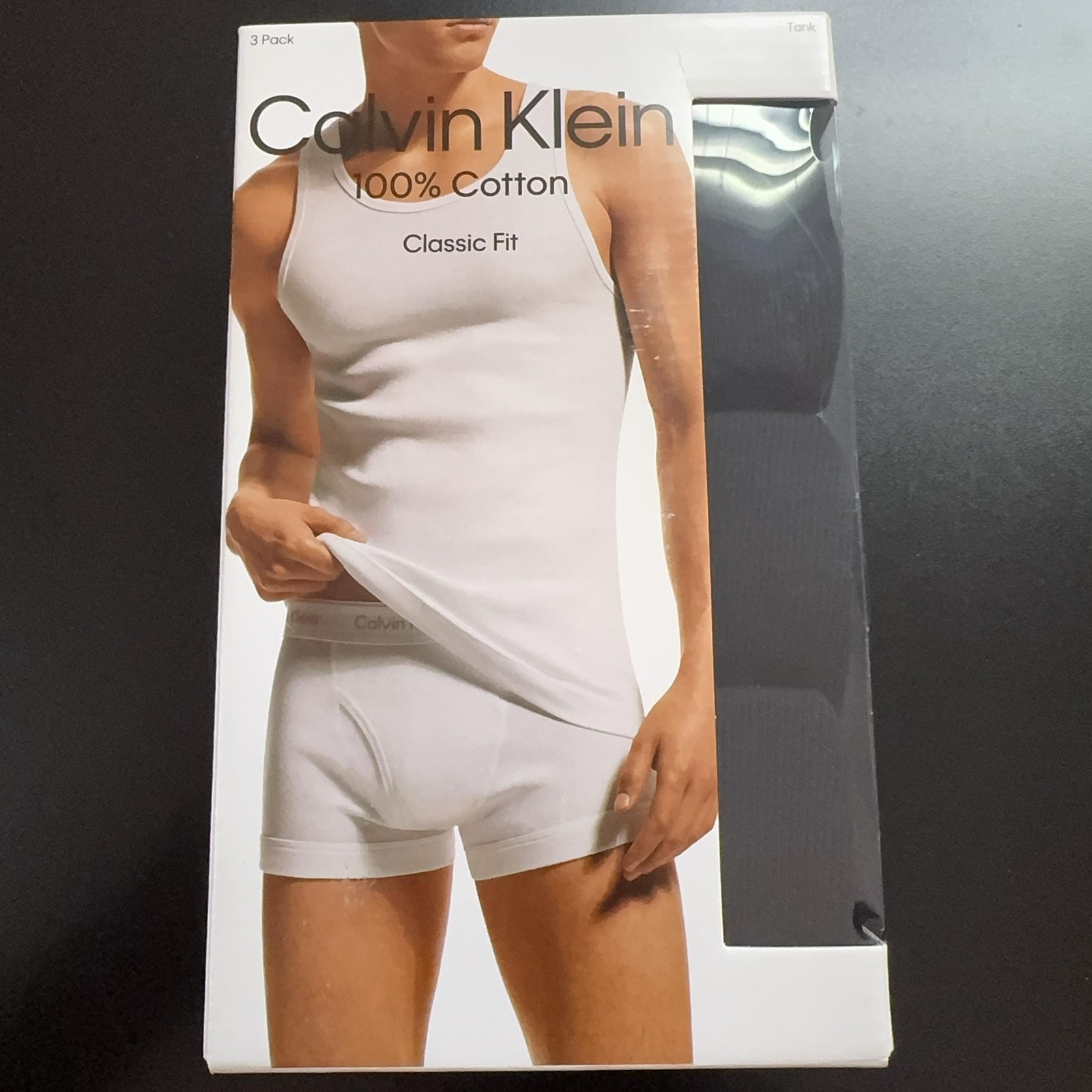 Calvin Klein 100% Cotton Tank Undershirt Mens Small Black Classic Fit 3 Pack