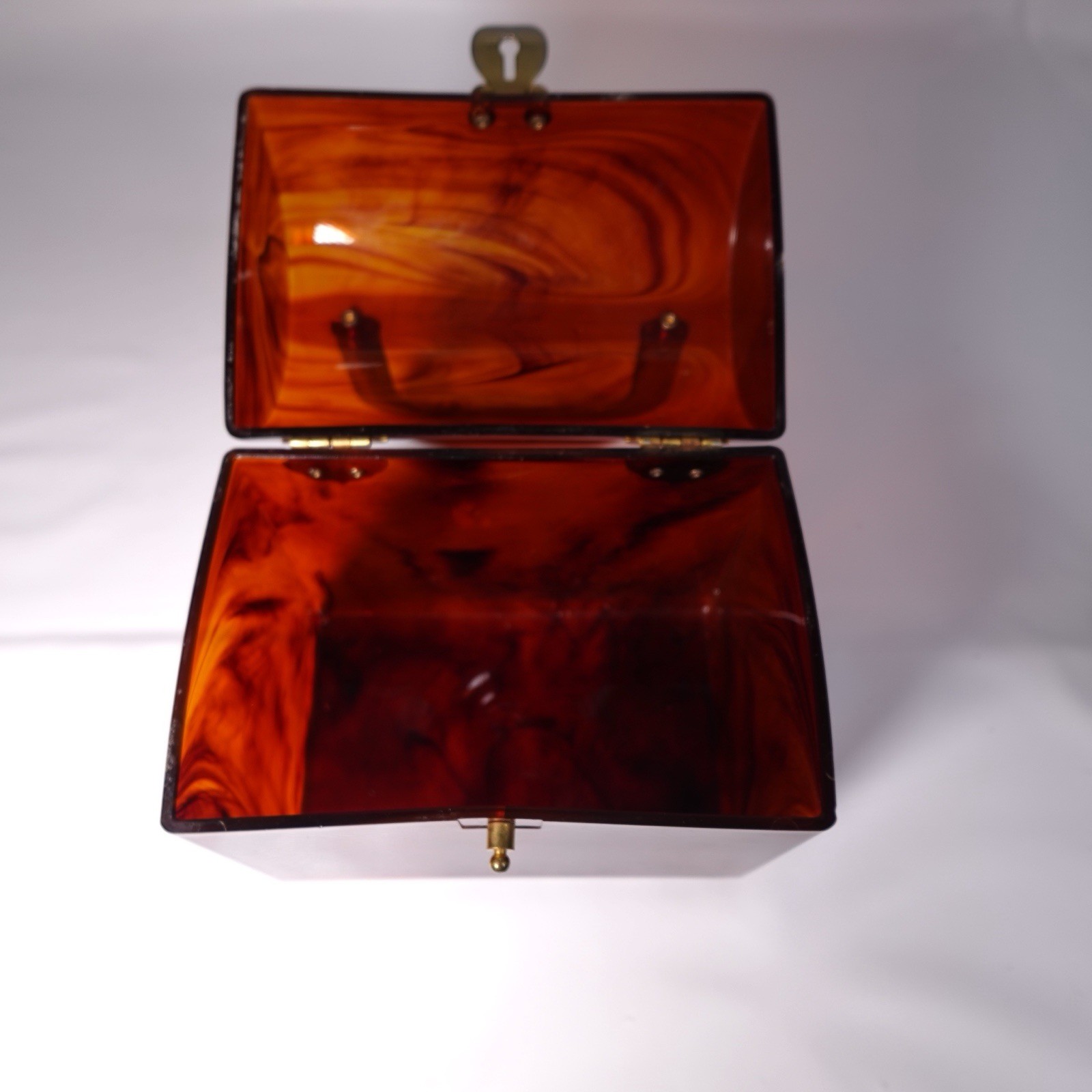 Vintage 50s 60s MCM Tortoise Shell Amber Lucite Plastic Box Purse Handbag