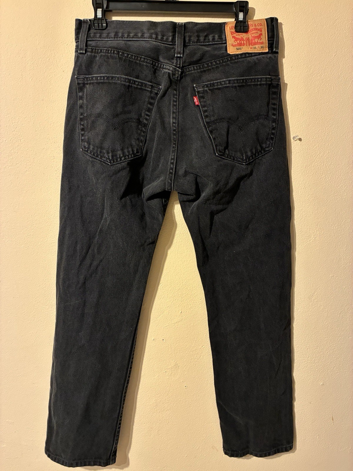 Levi’s Men’s Black Denim Jeans Straight Leg Regular Fit Mid Rise Dark Wash