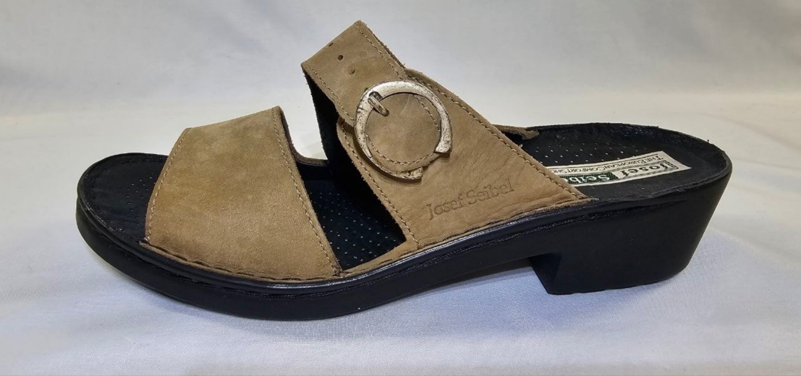 Josef Seibel Womens Tan Nubuck Leather Comfort Sandals Buckle Strap Size US 10
